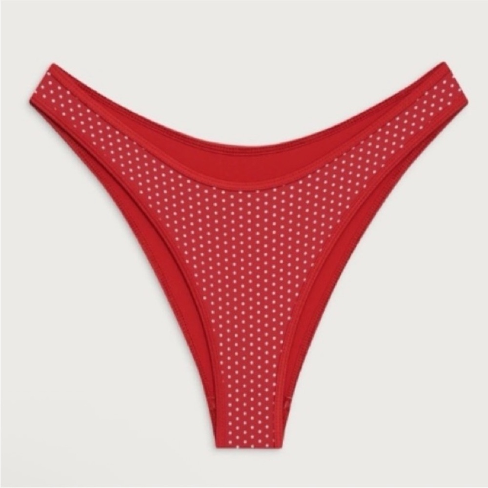 New! Frankies Bikinis Dove Classic Bikini Bottom in Scarlet Dot 51883